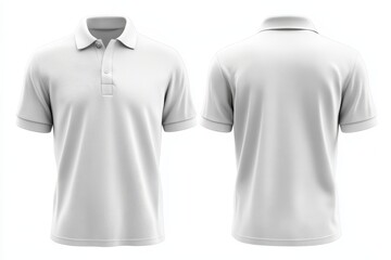 White short-sleeve polo shirt mockup, front and back view.