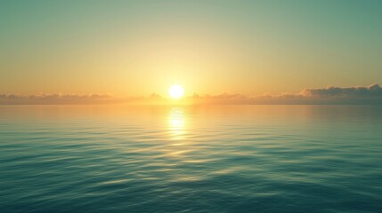 A peaceful morning landscape with the sun rising over a horizon, symbolizing new beginnings and motivation