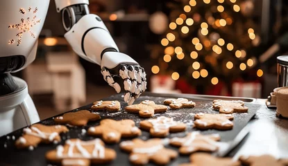 Robot Arm Decorating Gingerbread Cookies for Festive Holiday Baking © andyaziz6