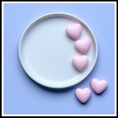 Delicate pink heart-shaped candies on plate.