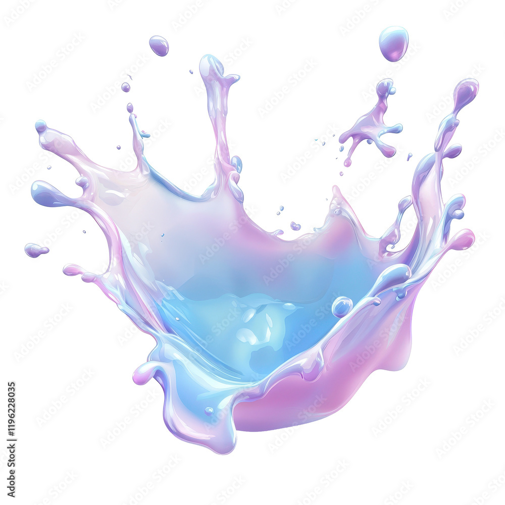 Poster colorful splash of liquid creating a dynamic and vibrant visual effect. transparent background