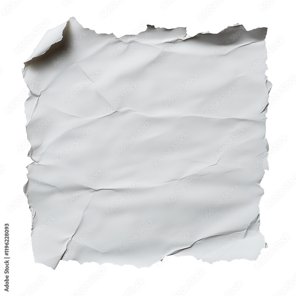 Poster crumpled white paper background for branding and design projects. transparent background