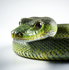Fototapeta premium green snake isolated on white background
