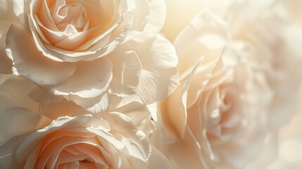 Close-up of pale peach roses with soft-focus background