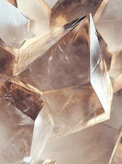 Close-up of a clear crystal with a warm, golden hue.