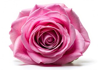 Pink Pomponella Rose Isolated, Close-up Macro Flower Photography,  High Resolution White Background Image