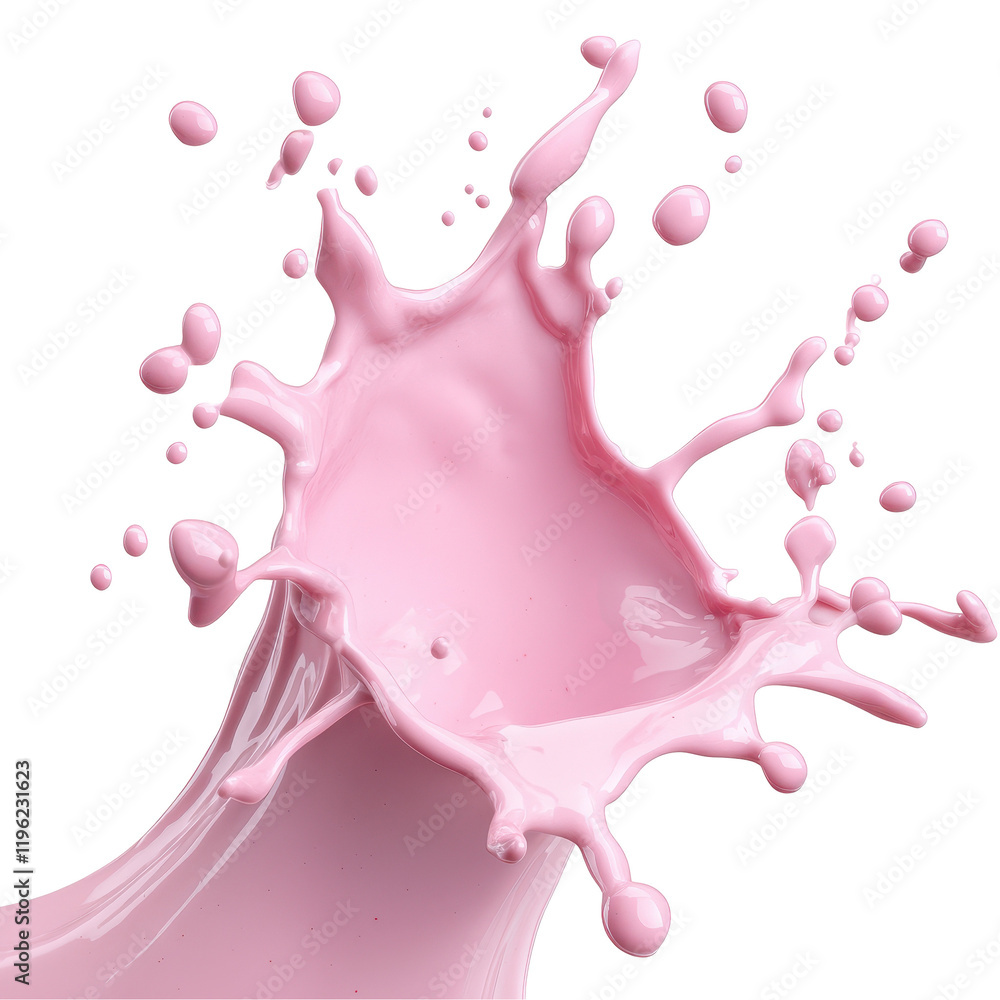 Poster dynamic splash of pink liquid creating a visually appealing and vibrant effect. transparent backgrou
