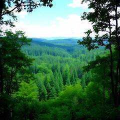 Fototapeta premium Beautiful view of greenery and a bridge in the forest