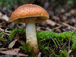 Fototapeta premium brown hat mushroom in the forest