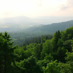 Obraz premium Beautiful view of greenery and a bridge in the forest