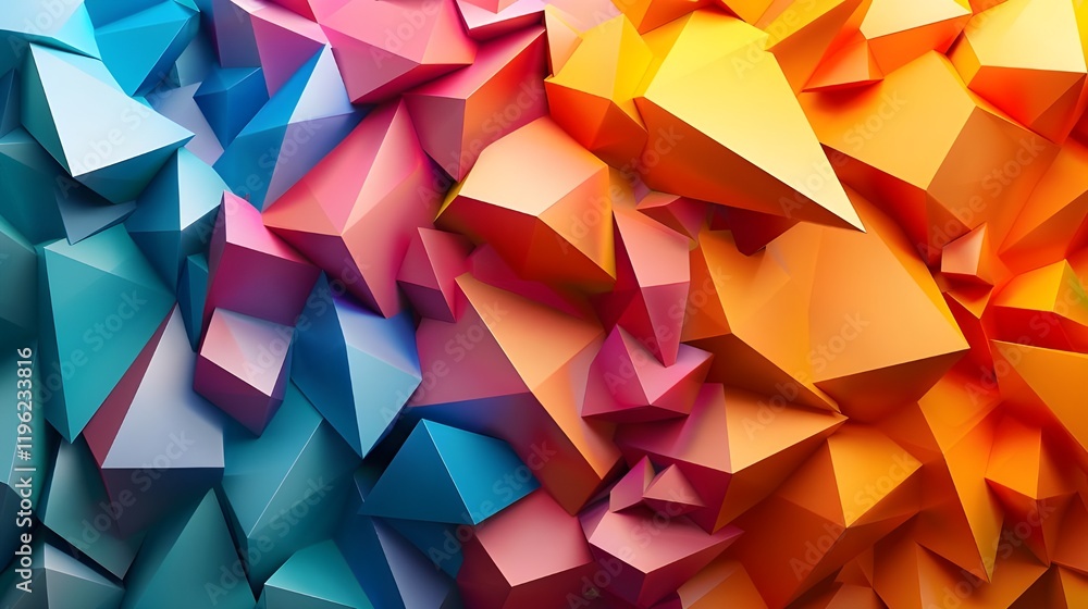 Aufkleber abstract polygonal 3d shapes with colorful gradient tones