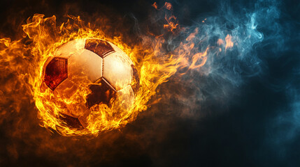 Naklejka premium football soccer basketball cricket ball on fire background