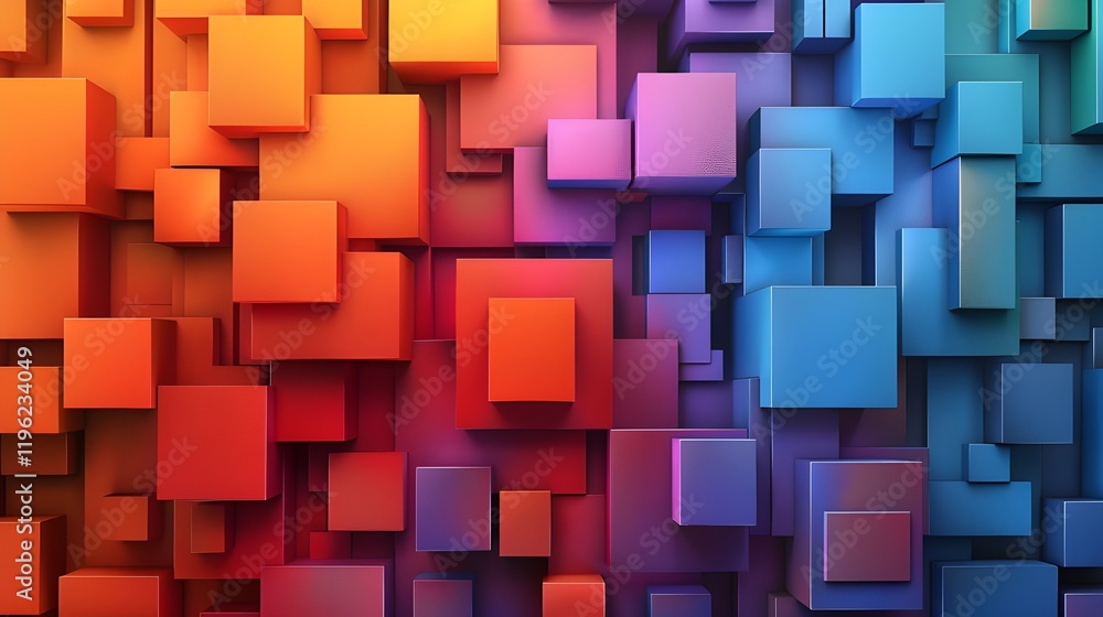 Poster abstract colorful 3d cubes with gradient tones