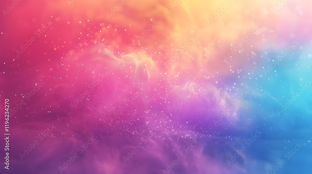 Poster colorful gradient mist with glowing particles and soft textures