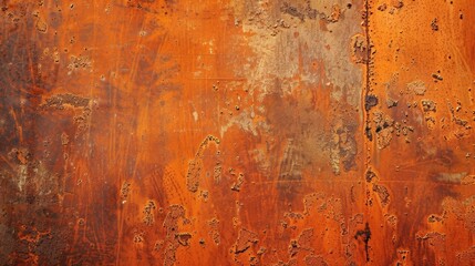Aged and weathered orange rusty metal texture with peeling paint