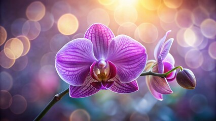 A vibrant purple orchid explodes in close-up detail, showcasing its exotic beauty in stunning macro photography.
