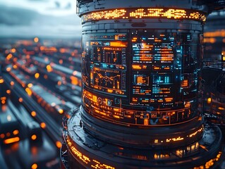 Futuristic Logistics Control Tower with Holographic Displays Showcasing Live Package Routes and Transport Metrics