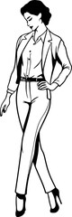 Business woman pose drawing