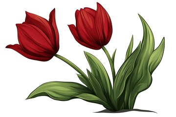 Fototapeta premium Stunning Red Tulips Illustration