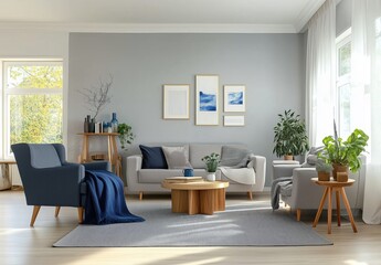 Cozy Modern Living Room with Natural Light and Stylish Decor Creating a Relaxing Atmosphere
