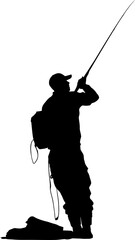 Fisherman fishing silhouette