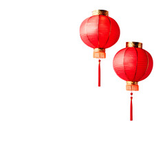 Obraz premium Chinese lunar new year red lantern isolated on transparent background, cut out, png