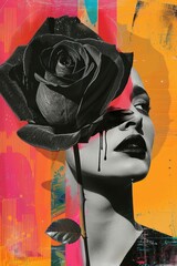 Surreal woman rose artwork