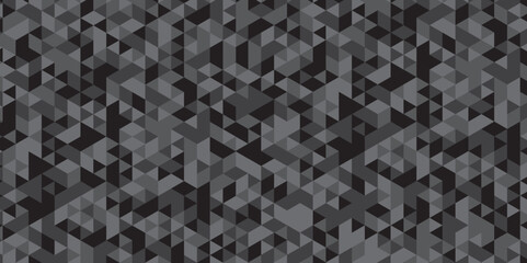 Fototapeta premium Abstract geometric black and gray background seamless mosaic and low polygon triangle texture wallpaper. Triangle shape retro wall grid pattern geometric ornament tile vector square element.