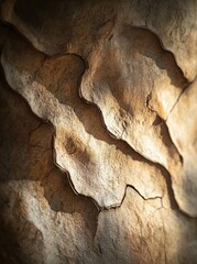 Close-up of the textured bark of a tree, showing the intricate patterns and layers.