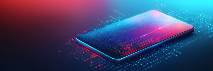 Smartphone with digital technology data communication network and telecommunication concept
