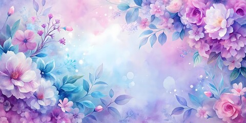 Fototapeta premium Soft pastel floral background with delicate pink and lavender flowers in an artistic arrangement, texture, pastel, floral 