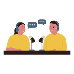 International Podcast Day. Vector Illustration in Cartoon Concept