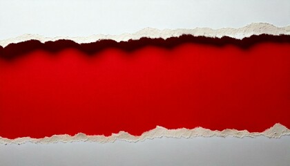 Generated image Red paper with torn edge and soft shadow is on white squared background for text or ad.