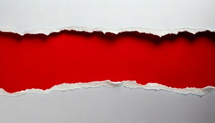 Generated image Red paper with torn edge and soft shadow is on white squared background for text or ad.