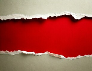 Red paper with torn edge and soft shadow is on white squared background for text or ad.
