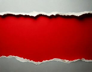 Red paper with torn edge and soft shadow is on white squared background for text or ad.
