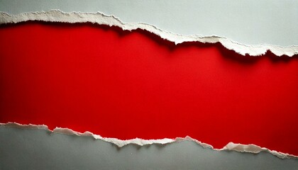 Fototapeta premium Red paper with torn edge and soft shadow is on white squared background for text or ad.