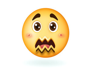 Fototapeta premium Anxious Yellow Emoji Face Worried Cartoon Expression Scared Emoticon Illustration