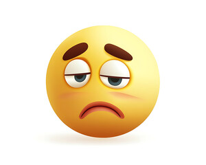 Fototapeta premium Disappointed 3D Emoji Sad Yellow Face Unhappy Expression Bored Smiley Negative Emotion Icon