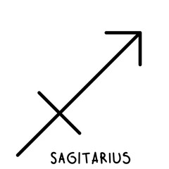 zodiac sign sagitarius hand drawn black and white outline