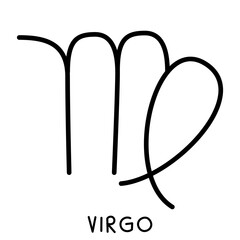 zodiac sign virgo hand drawn black and white outline