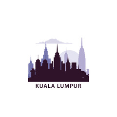 Obraz premium Kuala Lumpur logo with skyline, cityscape retro vector icon. Malaysia city horizon, facade, travel logotype