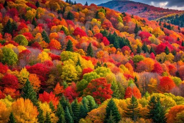 Stowe's vibrant autumn blaze: abstract mountain photography captures peak foliage.