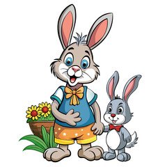 Rabbit with her baby vector