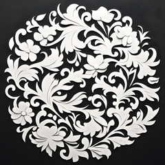 Fototapeta premium Tropical floral in paper art style and pastel color tropical green leaf paper cut concept design