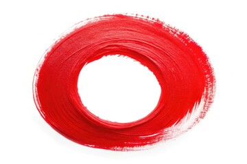 Vibrant red brush stroke silhouette, sharply defined against a stark white backdrop. Generative AI art.