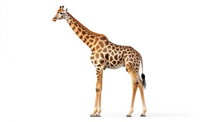 Naklejka premium Giraffe standing on white background.