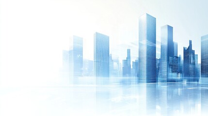 Obraz premium Modern City Skyline with Skyscrapers and Light Reflection Effects