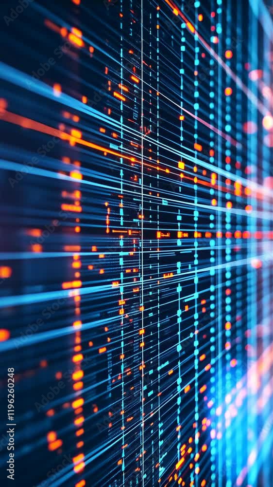 Poster vibrant digital data visualization showcasing flowing connections in a futuristic network environmen