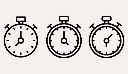 stopwatch outline or line icon design bundle.